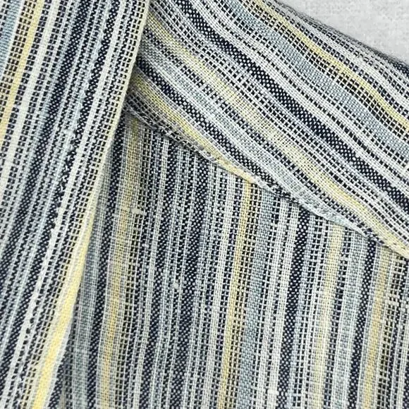 JOSEPH ABBOUD Shirt Mens XL Linen Collection Striped Button Up Woven Blue - Picture 10 of 16